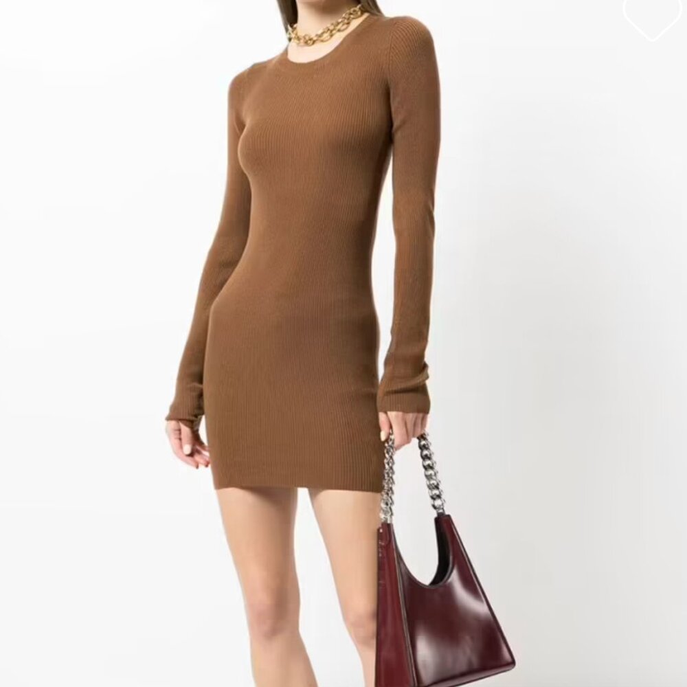 Bec & Bridge - Freya Brown Rib-knit Mini Dress - AU 8/US4